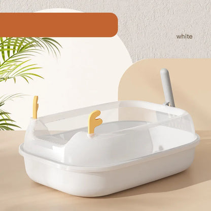 Semi-enclosed cat litter box with antler design, high border anti-splash, and privacy for cats