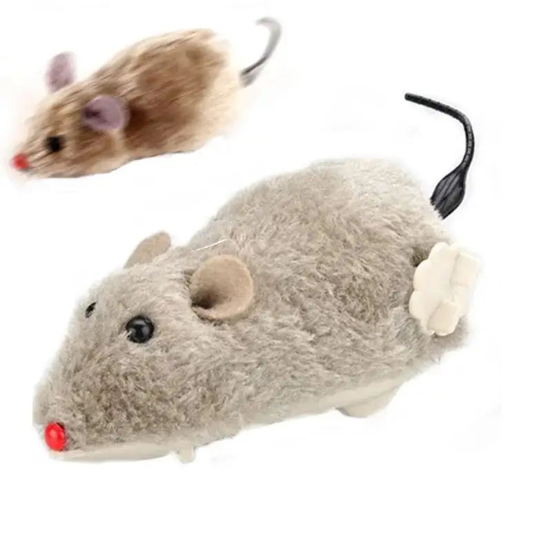 Wind Up Plush Mouse Toy for Cats – Interactive Cat Teaser for Halloween & Christmas