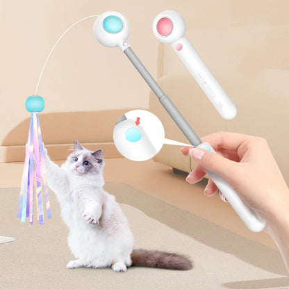 Cat playing with interactive gravitational teaser laser wand
