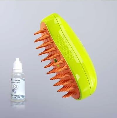 Electric spray massage comb for cats, USB rechargeable, anti-flying hair grooming tool, ideal for cat grooming and fur management.