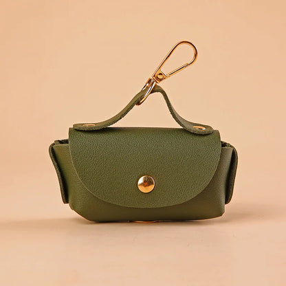 Chic faux leather dog poop bag holder dispenser for stylish walks