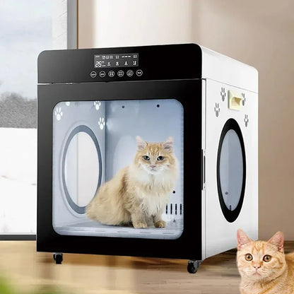Portable smart pet drying box for quiet, efficient pet grooming