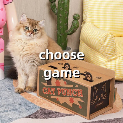 Interactive cat maze puzzle toy with pop-up mouse for indoor play