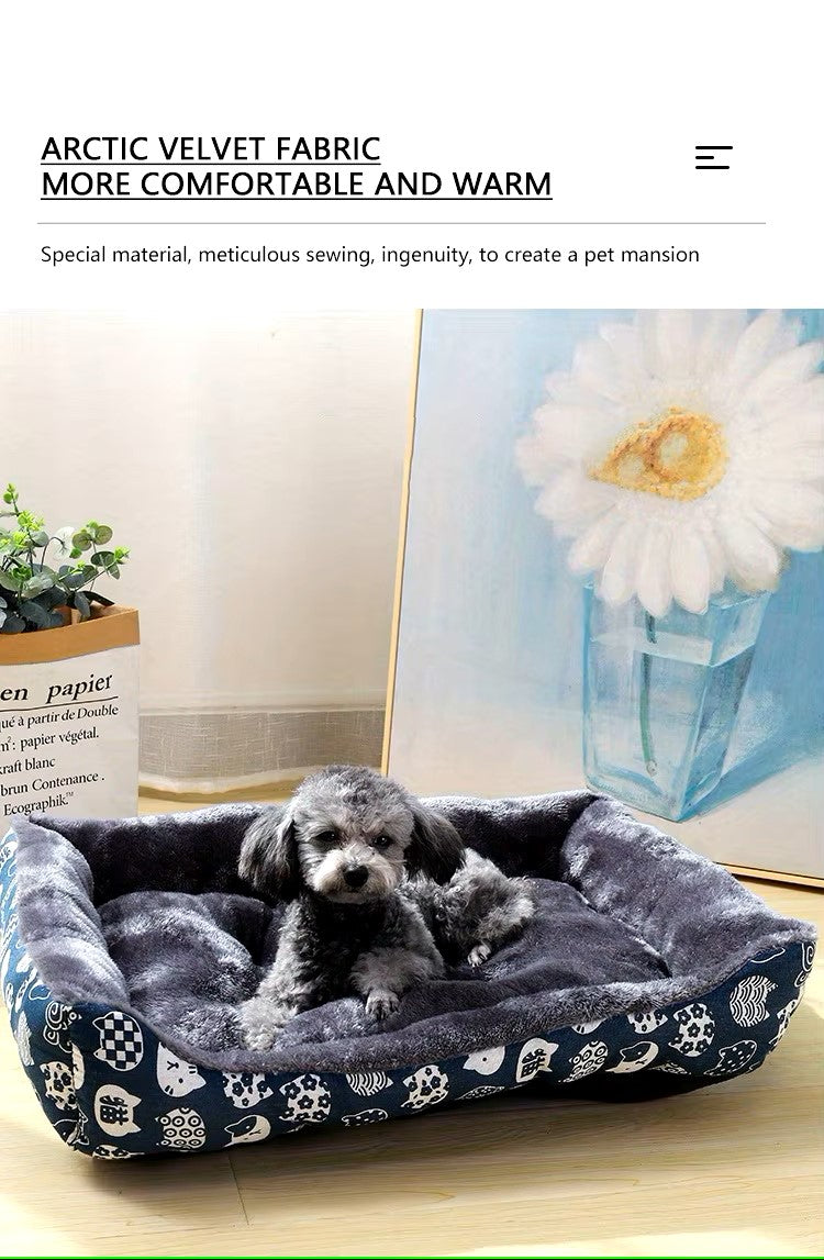 Comfortable pet dog bed sofa mat for dogs and cats, available in multiple sizes and colors, suitable for crates or floor use.