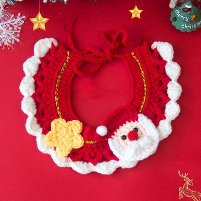 Christmas pet scarf collar with festive bow for cats and small dogs