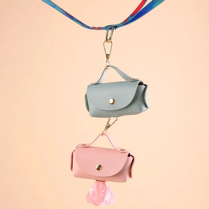 Chic faux leather dog poop bag holder dispenser for stylish walks
