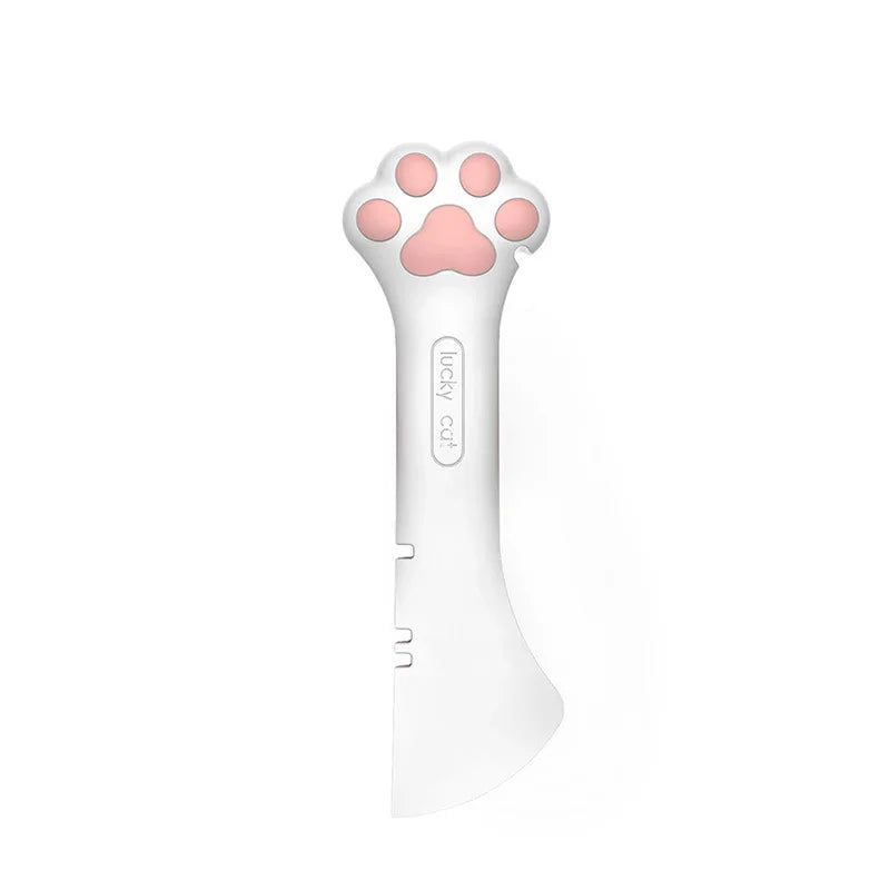 Multifunctional pet spoon and can opener for easy food storage and serving.