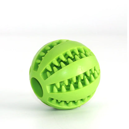 Natural rubber chew ball for dogs promoting dental hygiene and interactive pla