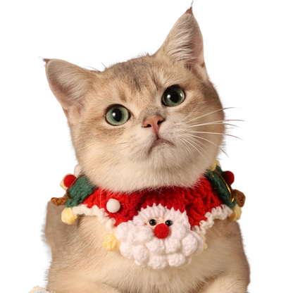 Christmas pet scarf collar with festive bow for cats and small dogs