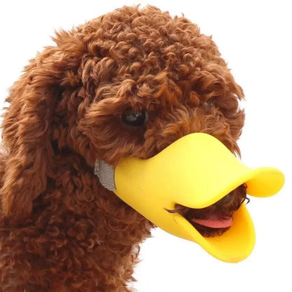 Silicone duck-shaped muzzle designed to prevent biting, barking, and chewing for dogs