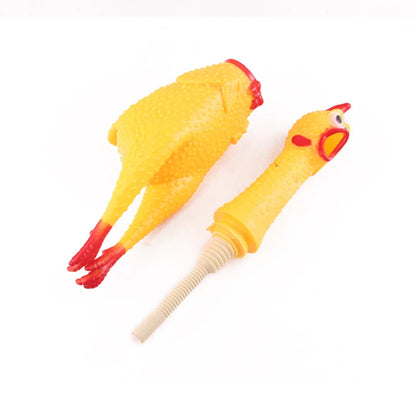 Funny squeaky screaming chicken chew toy for dogs made from durable PVC