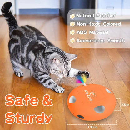 Smart interactive cat toy with feather popping game and rechargeable battery