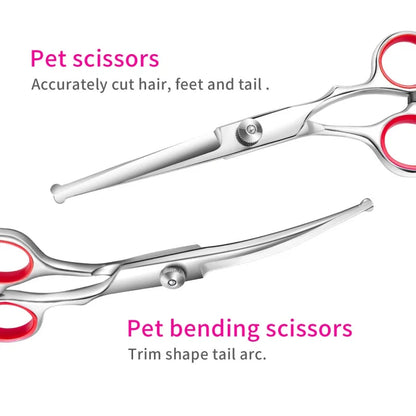 Stainless steel pet grooming scissors set for cats and dogs with comb and trimming tools