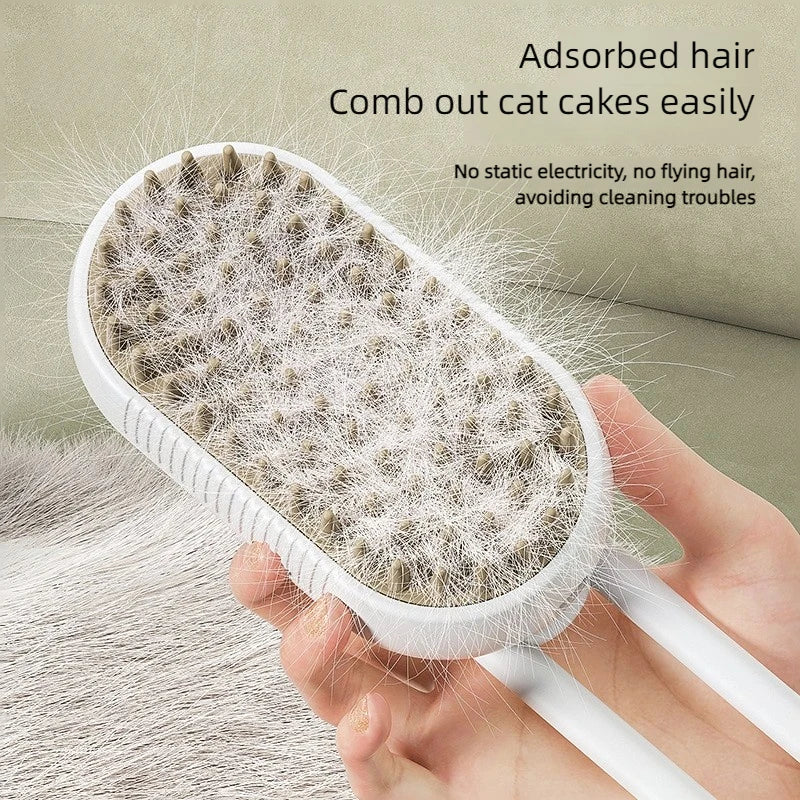 Pet Steam Brush for grooming, detangling, and hair removal for cats and dogs with steam spray function