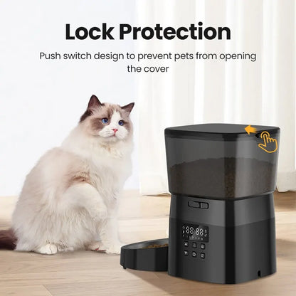 Automatic pet feeder with digital timer and portion control for cats and dogs