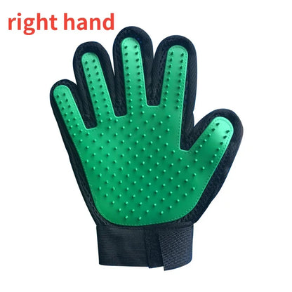 Pet grooming massage glove with soft silicone tips for cats and dogs