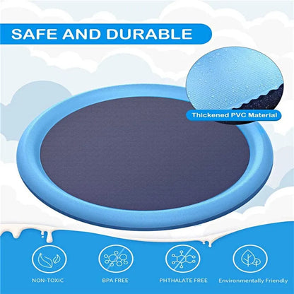 Foldable inflatable dog splash pad with water spray feature for summer