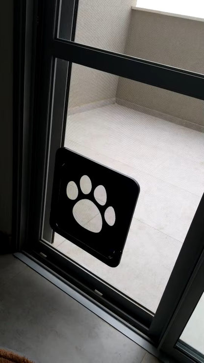 Pet door with magnetic safety lock and anti-bite design for cats and dogs