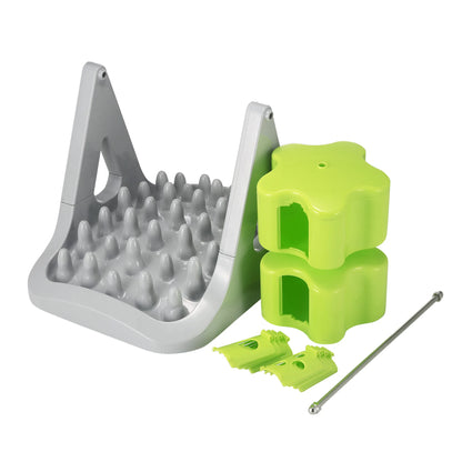 Rotatable slow food feeder and puzzle bowl for cats and dogs