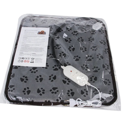 Electric pet heating pad for cats, dogs, and small animals with adjustable temperature and waterproof design