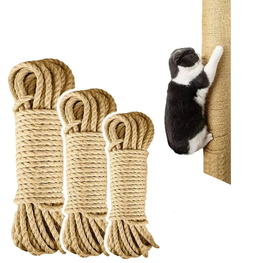 Natural jute DIY cat scratching rope for furniture protection and cat trees, eco-friendly and durable for scratching and decoration projects.