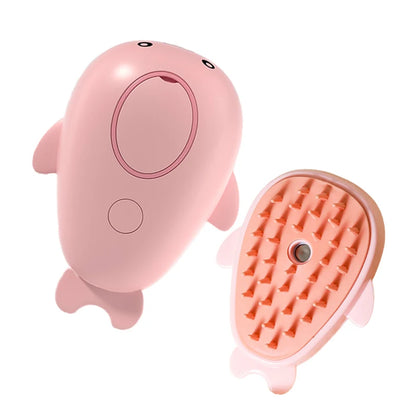 3-in-1 steam pet grooming brush for fur removal, detangling, and massaging cats and dogs
