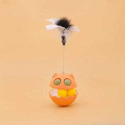 Interactive tumbler cat toy with built-in catnip, wobbling play ball for indoor cats