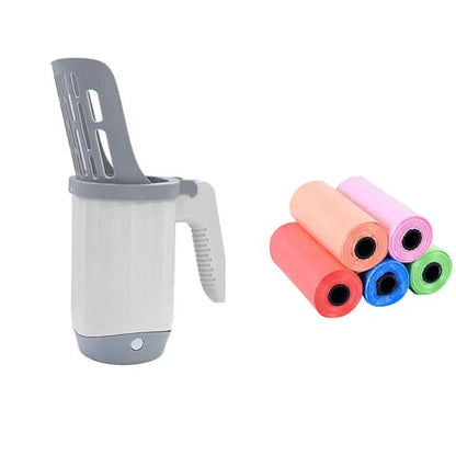 Cat litter scoop with built-in waste bin for easy litter box cleaning