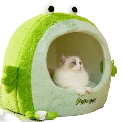 Autumn and winter velvet cat nest bed for small dogs and cats with semi-closed design