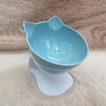 Elevated non-slip cat bowl set with angled dual bowls for food and water