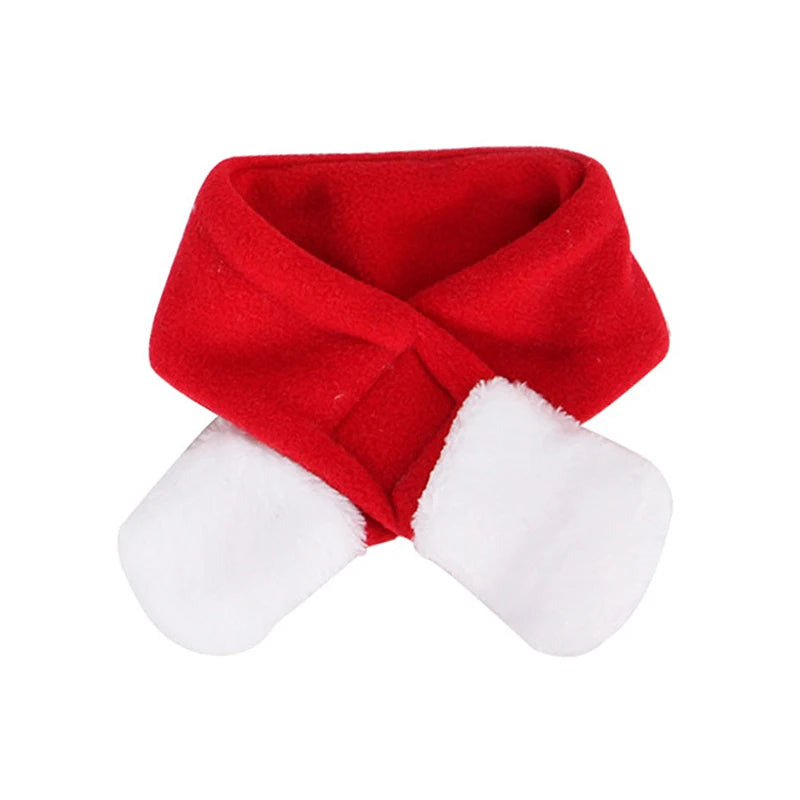 Adorable pet Christmas hat and scarf set for cats and dogs, perfect for winter celebrations.