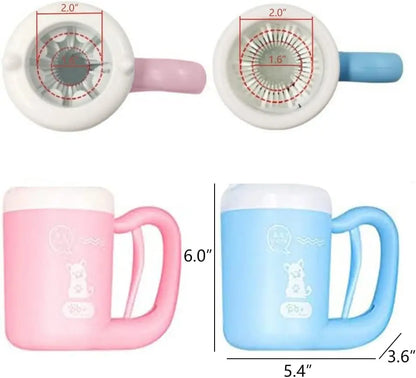 Portable dog paw cleaner cup with soft silicone bristles for cleaning muddy paws