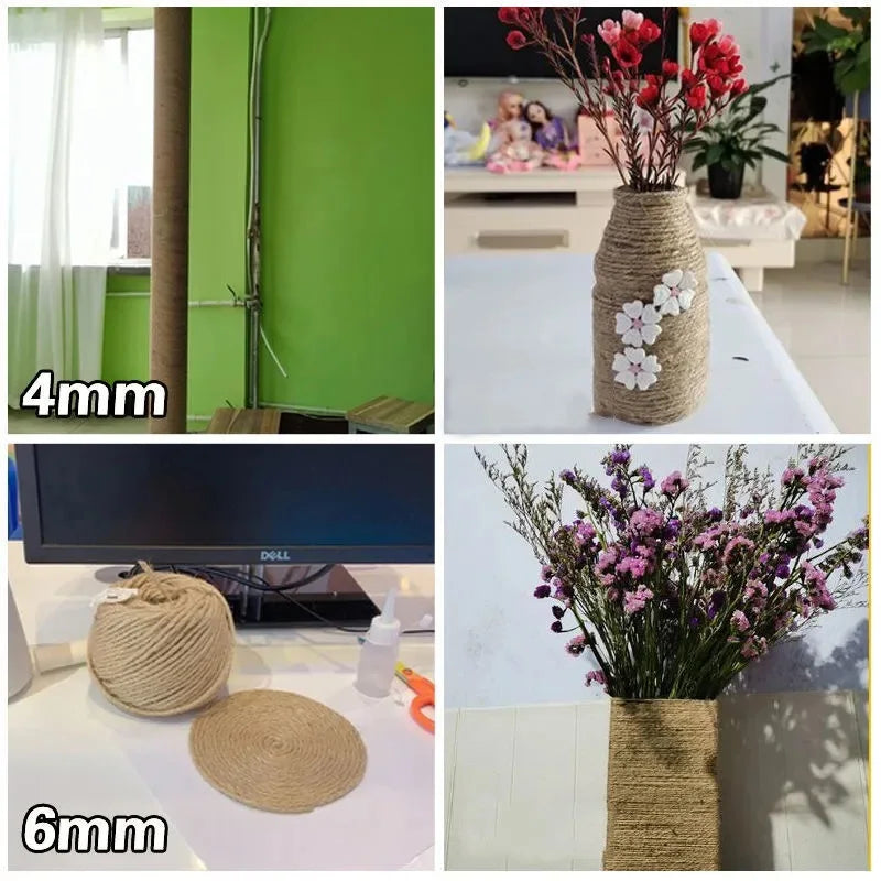 Natural jute DIY cat scratching rope for furniture protection and cat trees, eco-friendly and durable for scratching and decoration projects.