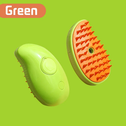 3-in-1 steam pet grooming brush for fur removal, detangling, and massaging cats and dogs
