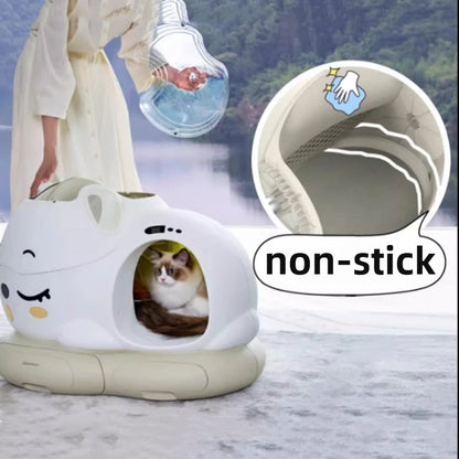 Open-top 10L smart cat litter box with automatic cleaning and odor control