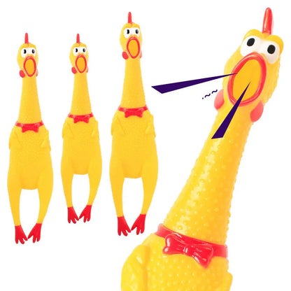 Funny squeaky screaming chicken chew toy for dogs made from durable PVC