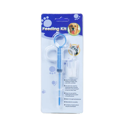 Pet pill applicator syringe with soft silicone tip for easy medicine delivery
