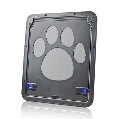 Pet door with magnetic safety lock and anti-bite design for cats and dogs