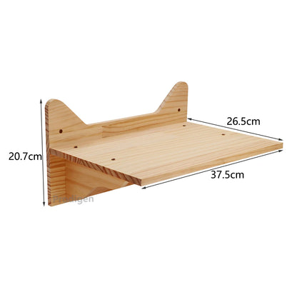 Wall-mounted cat shelf with sisal scratching posts and multi-level steps