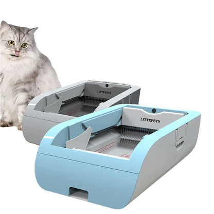 Automatic self-cleaning cat litter box with deodorizer and battery power
