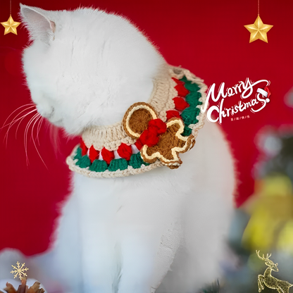 Christmas pet scarf collar with festive bow for cats and small dogs