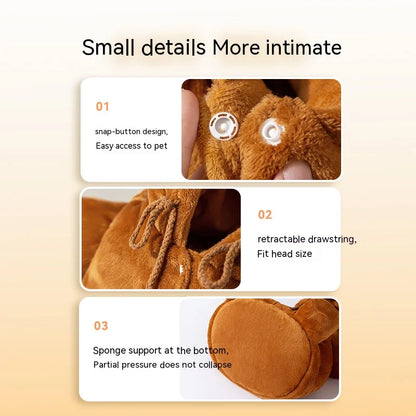 Autumn and Winter Shoulder Bag for Pets cute cartoon bear design with flannel for warmth