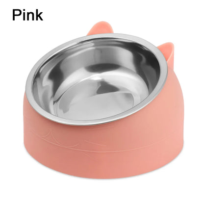 Elevated stainless steel pet bowl for dogs and cats with anti-slip base