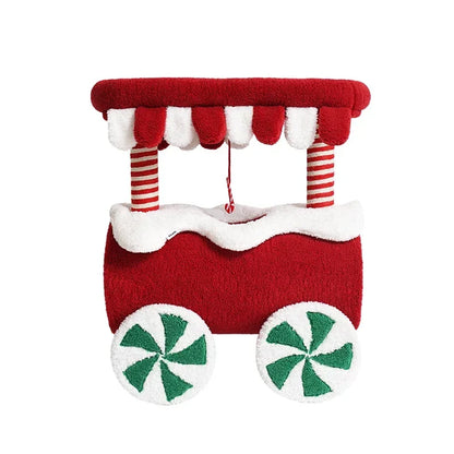 Christmas train-shaped cat climbing frame with cozy nest and platforms for play