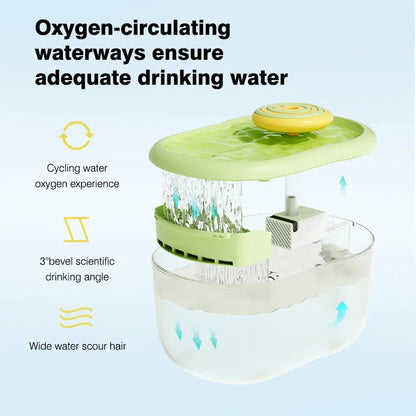 Smart electric cat water dispenser with quiet filtration and high-capacity tank for clean and fresh hydration.