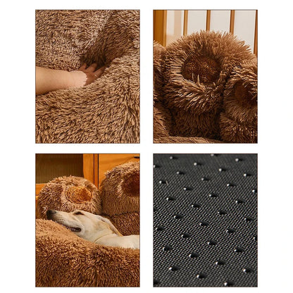 Plush pet dog sofa bed for cats and dogs in various sizes, with soft surface and cozy design