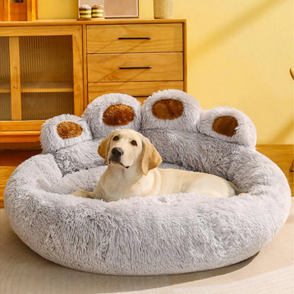 Plush pet dog sofa bed for cats and dogs in various sizes, with soft surface and cozy design