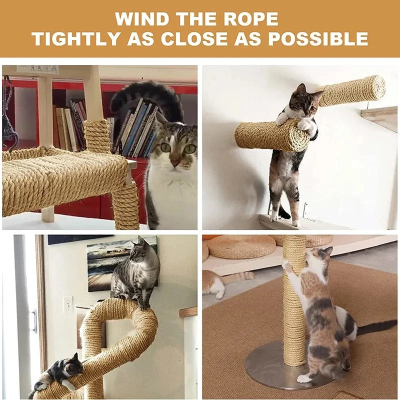 Natural jute DIY cat scratching rope for furniture protection and cat trees, eco-friendly and durable for scratching and decoration projects.