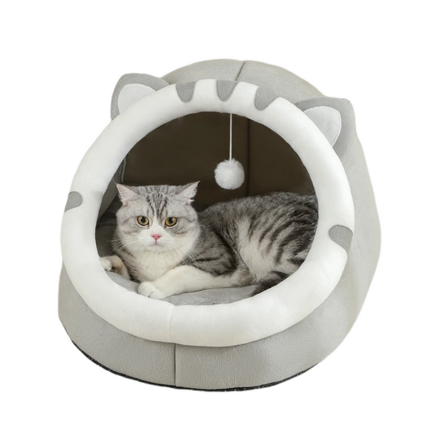 Cama Super Cat: Cueva de felpa semicerrada para una comodidad acogedora