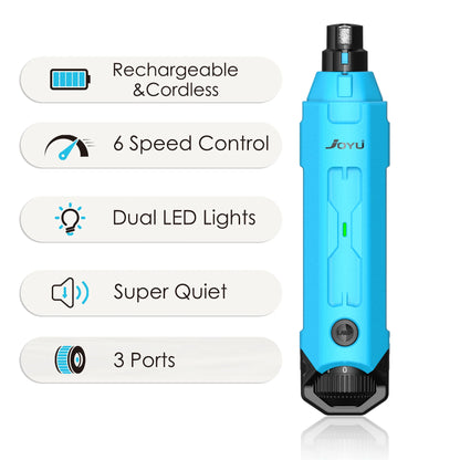 Rechargeable 6-speed dog nail grinder with LED lights and diamond bit for safe pet grooming